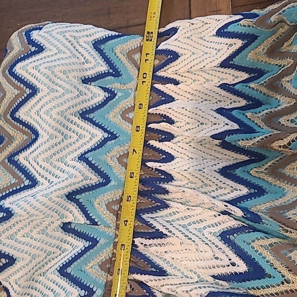 Minuet Blue Chevron Crochet Lace Maxi Dress size S - Picture 8 of 9